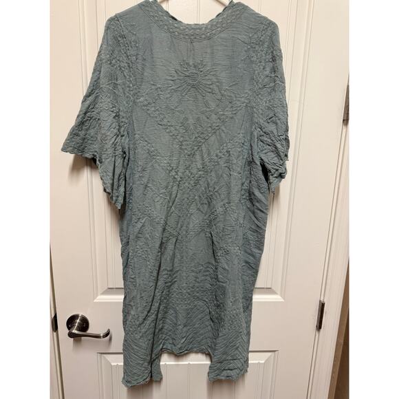 Woven Heart Sage Green Kimono Coverup textured embroidered One Size - Picture 7 of 7